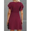 imageHappy Sailed Cocktail Dresses for Women Spring Summer Ruffle Sleeve Crewneck High Waist Flowy A Line Mini DressBurgundy