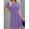 imageHappy Sailed Cocktail Dresses for Women Spring Summer Ruffle Sleeve Crewneck High Waist Flowy A Line Mini DressLight Purple