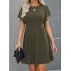 imageHappy Sailed Cocktail Dresses for Women Spring Summer Ruffle Sleeve Crewneck High Waist Flowy A Line Mini DressMoss Green