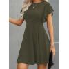 imageHappy Sailed Cocktail Dresses for Women Spring Summer Ruffle Sleeve Crewneck High Waist Flowy A Line Mini DressMoss Green