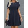 imageHappy Sailed Cocktail Dresses for Women Spring Summer Ruffle Sleeve Crewneck High Waist Flowy A Line Mini DressNavy Blue