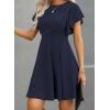 imageHappy Sailed Cocktail Dresses for Women Spring Summer Ruffle Sleeve Crewneck High Waist Flowy A Line Mini DressNavy Blue