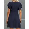 imageHappy Sailed Cocktail Dresses for Women Spring Summer Ruffle Sleeve Crewneck High Waist Flowy A Line Mini DressNavy Blue