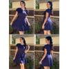 imageHappy Sailed Cocktail Dresses for Women Spring Summer Ruffle Sleeve Crewneck High Waist Flowy A Line Mini DressNavy Blue