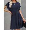 imageHappy Sailed Cocktail Dresses for Women Spring Summer Ruffle Sleeve Crewneck High Waist Flowy A Line Mini DressNavy Blue