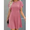 imageHappy Sailed Cocktail Dresses for Women Spring Summer Ruffle Sleeve Crewneck High Waist Flowy A Line Mini DressPink