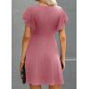 imageHappy Sailed Cocktail Dresses for Women Spring Summer Ruffle Sleeve Crewneck High Waist Flowy A Line Mini DressPink
