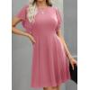 imageHappy Sailed Cocktail Dresses for Women Spring Summer Ruffle Sleeve Crewneck High Waist Flowy A Line Mini DressPink