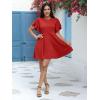 imageHappy Sailed Cocktail Dresses for Women Spring Summer Ruffle Sleeve Crewneck High Waist Flowy A Line Mini DressRed