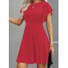 imageHappy Sailed Cocktail Dresses for Women Spring Summer Ruffle Sleeve Crewneck High Waist Flowy A Line Mini DressRed