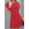 imageHappy Sailed Cocktail Dresses for Women Spring Summer Ruffle Sleeve Crewneck High Waist Flowy A Line Mini DressRed