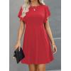 imageHappy Sailed Cocktail Dresses for Women Spring Summer Ruffle Sleeve Crewneck High Waist Flowy A Line Mini DressRed