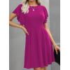 imageHappy Sailed Cocktail Dresses for Women Spring Summer Ruffle Sleeve Crewneck High Waist Flowy A Line Mini DressRose Purple