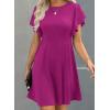 imageHappy Sailed Cocktail Dresses for Women Spring Summer Ruffle Sleeve Crewneck High Waist Flowy A Line Mini DressRose Purple