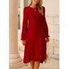 imageHappy Sailed Formal Dresses for Women Elegant Fall Winter Long Sleeve Ruched Waist A Line High Low Flowy Midi Cocktail Party Dress for Wedding Guest Dress Red