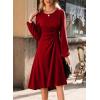 imageHappy Sailed Formal Dresses for Women Elegant Fall Winter Long Sleeve Ruched Waist A Line High Low Flowy Midi Cocktail Party Dress for Wedding Guest Dress Red