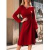 imageHappy Sailed Formal Dresses for Women Elegant Fall Winter Long Sleeve Ruched Waist A Line High Low Flowy Midi Cocktail Party Dress for Wedding Guest Dress Red