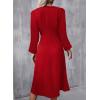 imageHappy Sailed Formal Dresses for Women Elegant Fall Winter Long Sleeve Ruched Waist A Line High Low Flowy Midi Cocktail Party Dress for Wedding Guest Dress Red