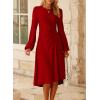 imageHappy Sailed Formal Dresses for Women Elegant Fall Winter Long Sleeve Ruched Waist A Line High Low Flowy Midi Cocktail Party Dress for Wedding Guest Dress Red