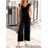 imageHappy Sailed Jumpsuits for Women Dressy Ruffle V Neck Sleeveless Jumpsuit Wide Leg Long Pant Overalls with PocketsBlack