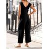 imageHappy Sailed Jumpsuits for Women Dressy Ruffle V Neck Sleeveless Jumpsuit Wide Leg Long Pant Overalls with PocketsBlack