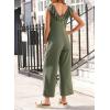 imageHappy Sailed Jumpsuits for Women Dressy Ruffle V Neck Sleeveless Jumpsuit Wide Leg Long Pant Overalls with PocketsDark Green