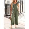 imageHappy Sailed Jumpsuits for Women Dressy Ruffle V Neck Sleeveless Jumpsuit Wide Leg Long Pant Overalls with PocketsDark Green
