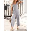 imageHappy Sailed Jumpsuits for Women Dressy Ruffle V Neck Sleeveless Jumpsuit Wide Leg Long Pant Overalls with PocketsGrey