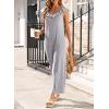 imageHappy Sailed Jumpsuits for Women Dressy Ruffle V Neck Sleeveless Jumpsuit Wide Leg Long Pant Overalls with PocketsGrey