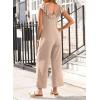 imageHappy Sailed Jumpsuits for Women Dressy Ruffle V Neck Sleeveless Jumpsuit Wide Leg Long Pant Overalls with PocketsKhaki