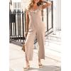imageHappy Sailed Jumpsuits for Women Dressy Ruffle V Neck Sleeveless Jumpsuit Wide Leg Long Pant Overalls with PocketsKhaki