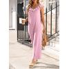 imageHappy Sailed Jumpsuits for Women Dressy Ruffle V Neck Sleeveless Jumpsuit Wide Leg Long Pant Overalls with PocketsPink