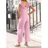 imageHappy Sailed Jumpsuits for Women Dressy Ruffle V Neck Sleeveless Jumpsuit Wide Leg Long Pant Overalls with PocketsPink
