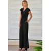 imageHappy Sailed Jumpsuits for Women Dressy Summer Short Sleeve V Neck Criss Cross Wide Leg Long Pants Romper OutfitsBlack