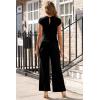 imageHappy Sailed Jumpsuits for Women Dressy Summer Short Sleeve V Neck Criss Cross Wide Leg Long Pants Romper OutfitsBlack