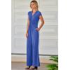imageHappy Sailed Jumpsuits for Women Dressy Summer Short Sleeve V Neck Criss Cross Wide Leg Long Pants Romper OutfitsBlue