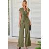 imageHappy Sailed Jumpsuits for Women Dressy Summer Short Sleeve V Neck Criss Cross Wide Leg Long Pants Romper OutfitsGreen