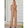 imageHappy Sailed Jumpsuits for Women Dressy Summer Short Sleeve V Neck Criss Cross Wide Leg Long Pants Romper OutfitsKhaki