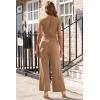 imageHappy Sailed Jumpsuits for Women Dressy Summer Short Sleeve V Neck Criss Cross Wide Leg Long Pants Romper OutfitsKhaki
