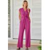 imageHappy Sailed Jumpsuits for Women Dressy Summer Short Sleeve V Neck Criss Cross Wide Leg Long Pants Romper OutfitsPink