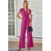 imageHappy Sailed Jumpsuits for Women Dressy Summer Short Sleeve V Neck Criss Cross Wide Leg Long Pants Romper OutfitsPink