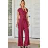 imageHappy Sailed Jumpsuits for Women Dressy Summer Short Sleeve V Neck Criss Cross Wide Leg Long Pants Romper OutfitsRed
