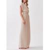 imageHappy Sailed Women Jumpsuits Dressy Short Sleeve Front Crisscross Tie Waist Belted Wide Leg Pant Romper with PocketsApricot