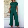 imageHappy Sailed Women Jumpsuits Dressy Short Sleeve Front Crisscross Tie Waist Belted Wide Leg Pant Romper with PocketsBlackish Green