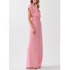 imageHappy Sailed Women Jumpsuits Dressy Short Sleeve Front Crisscross Tie Waist Belted Wide Leg Pant Romper with PocketsPink