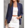 imageHappy Sailed Womens 34 Sleeve Blazers Lightweight Open Front Cardigan Jacket Office Work SuitsNavy Blue