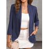 imageHappy Sailed Womens 34 Sleeve Blazers Lightweight Open Front Cardigan Jacket Office Work SuitsNavy Blue