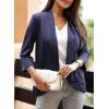 imageHappy Sailed Womens 34 Sleeve Blazers Lightweight Open Front Cardigan Jacket Office Work SuitsNavy Blue