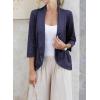 imageHappy Sailed Womens 34 Sleeve Blazers Lightweight Open Front Cardigan Jacket Office Work SuitsNavy Blue