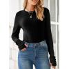 imageHappy Sailed Womens Basic TShirts Long Sleeve Round Neck Thumb Holes Slim Fit Tees Shirts Tops Fall Outfits Clothing